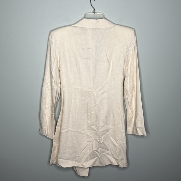 Zara Cream Colored Long Linen Blend Double Breasted Blazer Sz Medium! - Picture 8 of 8